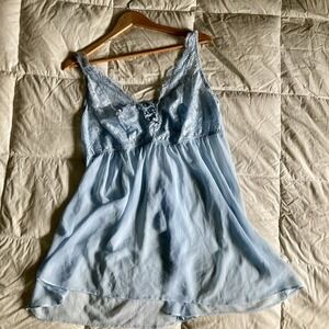 Lane Bryant Cacique Babydoll Chemise G-String Panty Set 22/24 Coquette Baby Blue